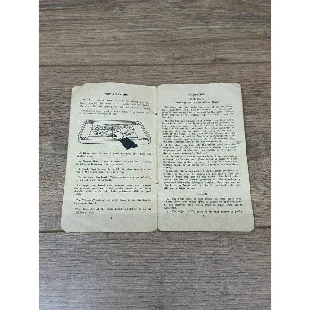 The Carrom Company 1940's Carrom Game Boards Direction Booklet & Ephemera
